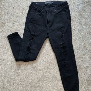Torrid Sky High Skinny Ripped Black Jeans